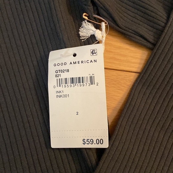 NWT Good American Mock Neck Ribbed Tee in Ink, size 2 (S/M) - Picture 6 of 9